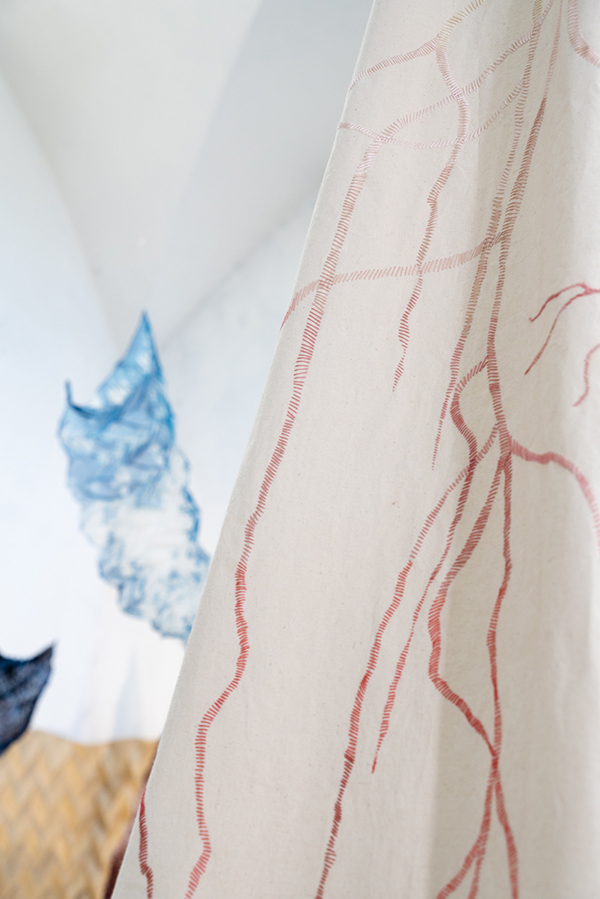 contemporary embroidery installation dress stitches detail left atelier olgajeanne