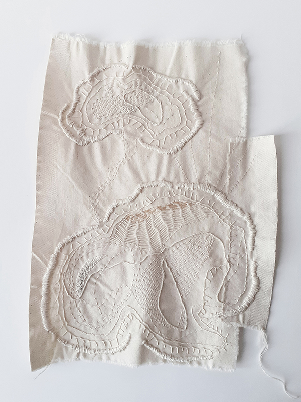 monochrome intuitive embroidery artwork