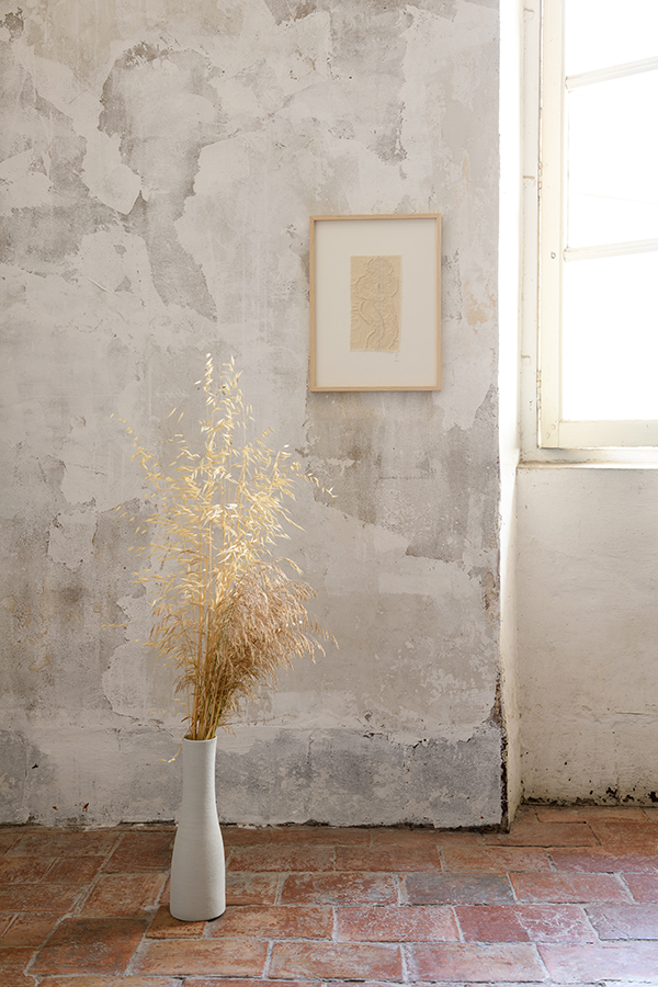 monochrome abstract embroidery ash wood frame